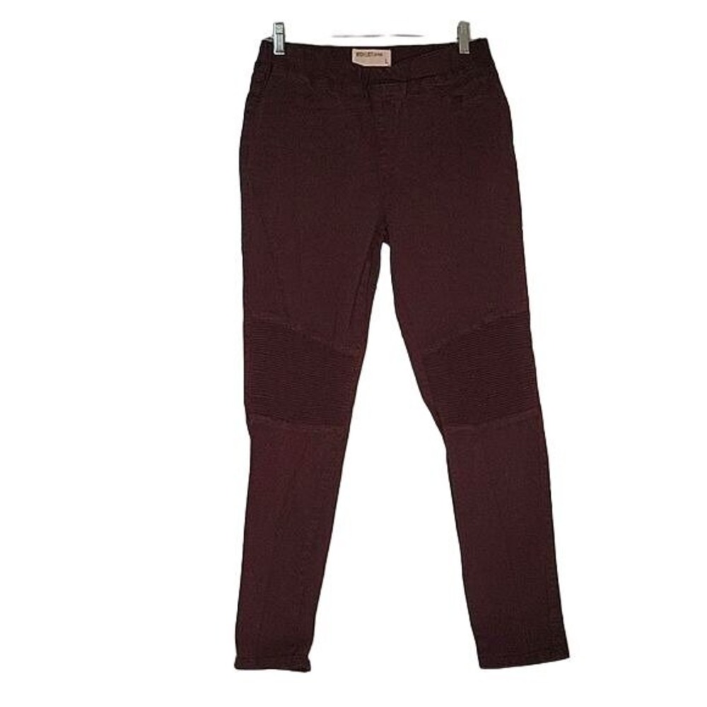WISH LIST Women's Burgundy Stretchy Jeans Casual Textured Pull-on Skinny Jegging